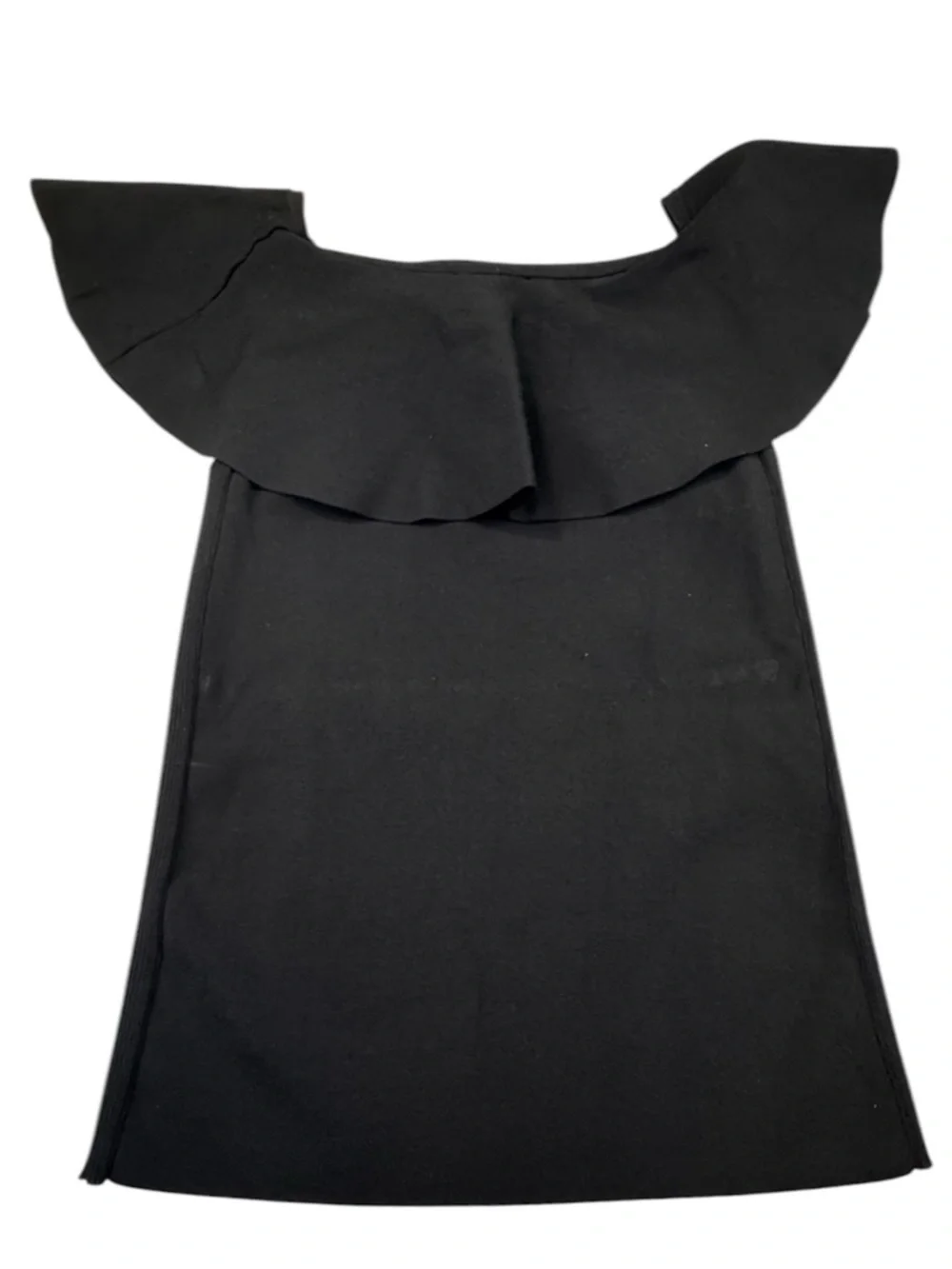 Tuckernuck Blouse Women's Medium Black Stretch Ruffle Casual Off Shoulder Top